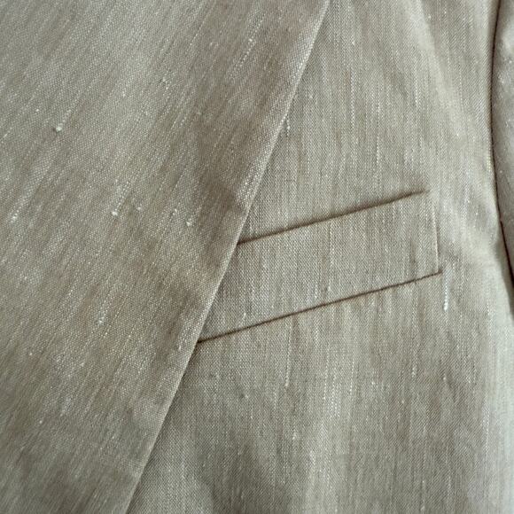 THEORY | Piazza Tan Linen Blend Double Breasted Blazer | Size 2 Summer Blazer - Picture 4 of 9